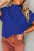 Ribbed Mock Neck Patch Pocket Drop Shoulder Short Sleeve Sweater